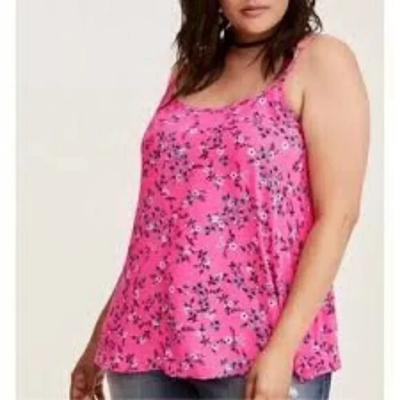 Torrid Pink Floral Spaghetti Strap Polyester Camisole Blouse. Women’s S-0 (L-10) - Picture 10 of 13